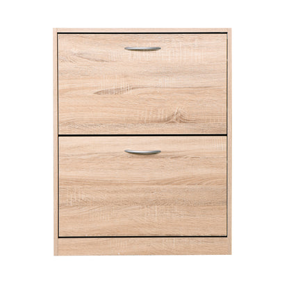 Entryway Wooden Shoe Storage and Cabinet with 2 Flip Doors- Natural