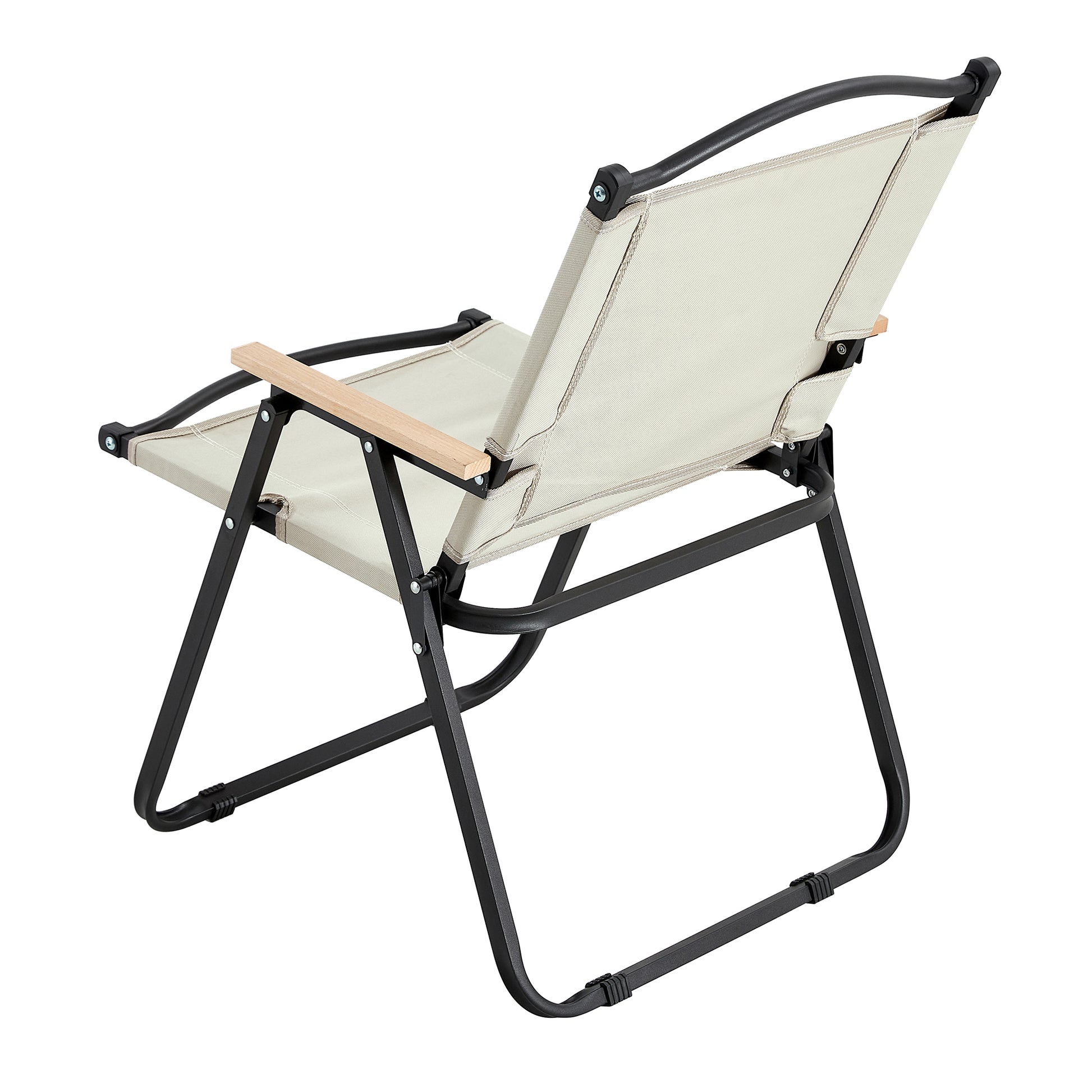 2 Pcs Foldable Oxford Cloth Outdoor Camping and Fishing Chair- Beige