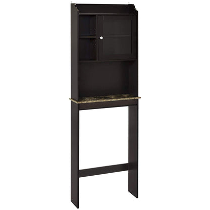 Modern Over The Toilet Space Saver Wood Storage Cabinet Organizer- Espresso