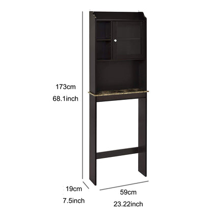 Modern Over The Toilet Space Saver Wood Storage Cabinet Organizer- Espresso