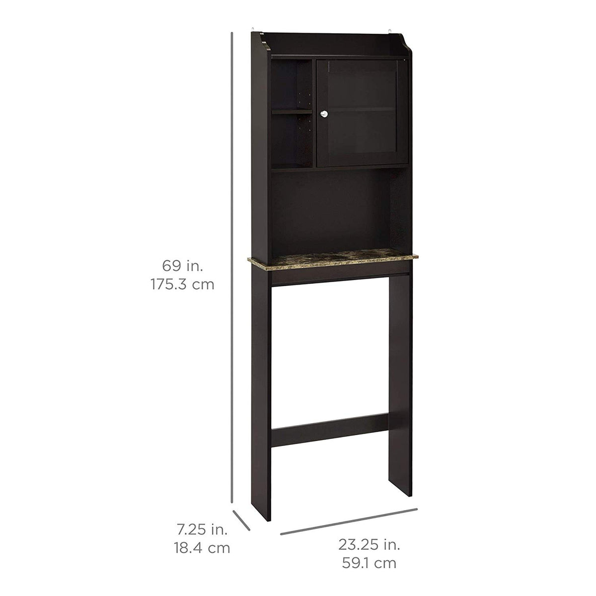 Modern Over The Toilet Space Saver Wood Storage Cabinet Organizer- Espresso