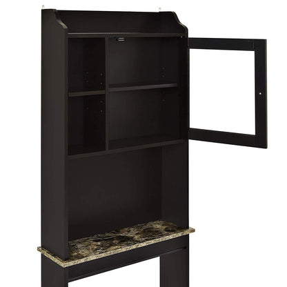 Modern Over The Toilet Space Saver Wood Storage Cabinet Organizer- Espresso