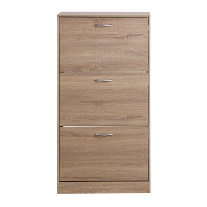 3 Layers Entryway Free Standing Wooden Shoe Rack Storage Organizer