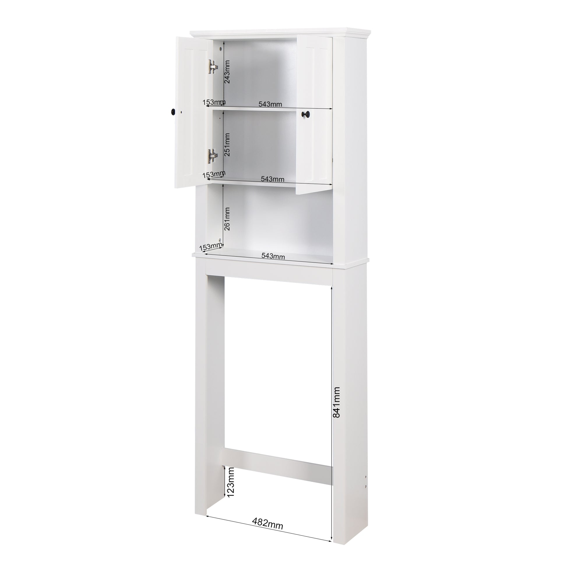 Wooden Over the Toilet Space Saver Storage with Adjustable Shelf in White