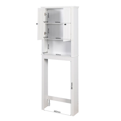 Wooden Over the Toilet Space Saver Storage with Adjustable Shelf in White