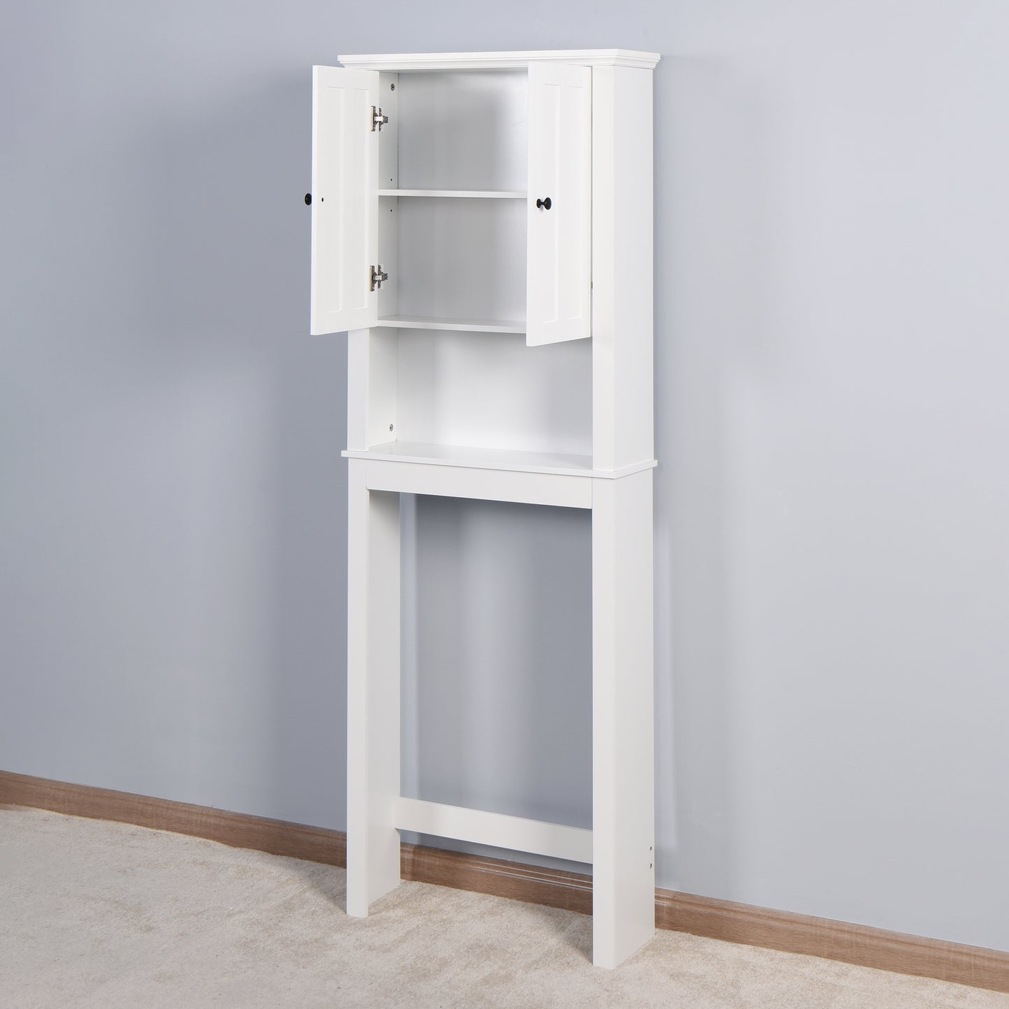 Wooden Over the Toilet Space Saver Storage with Adjustable Shelf in White