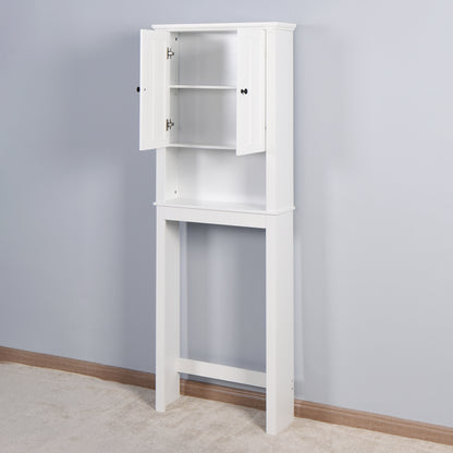 Wooden Over the Toilet Space Saver Storage with Adjustable Shelf in White