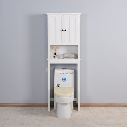 Wooden Over the Toilet Space Saver Storage with Adjustable Shelf in White