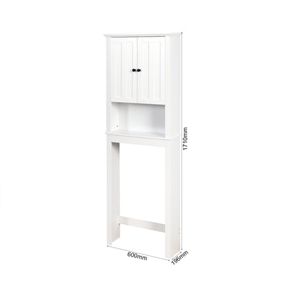 Wooden Over the Toilet Space Saver Storage with Adjustable Shelf in White