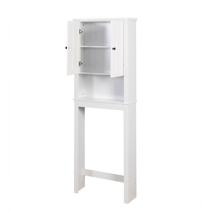 Wooden Over the Toilet Space Saver Storage with Adjustable Shelf in White