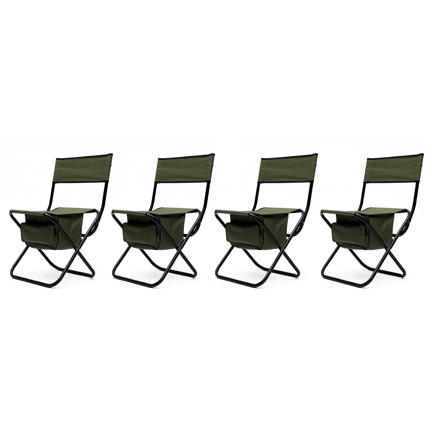 4 pcs Portable Outdoor Camping Fishing Picnic Chairs with Storage Bag- Green