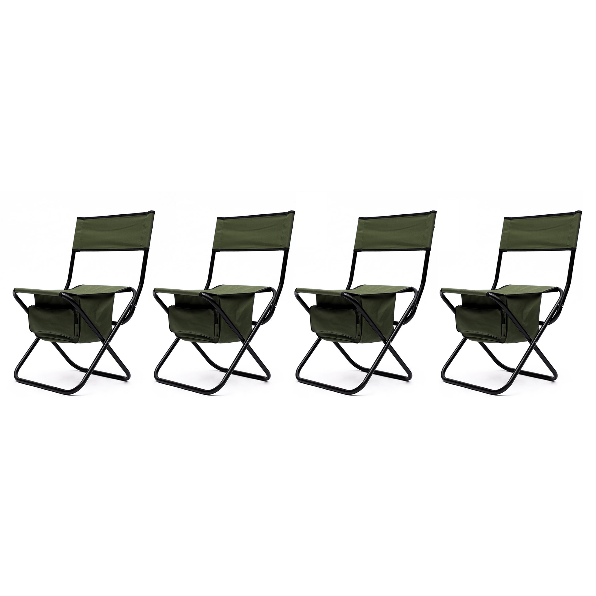 4 pcs Portable Outdoor Camping Fishing Picnic Chairs with Storage Bag- Green