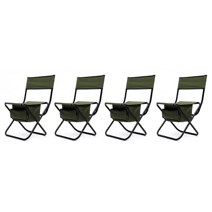 4 pcs Portable Outdoor Camping Fishing Picnic Chairs with Storage Bag- Green