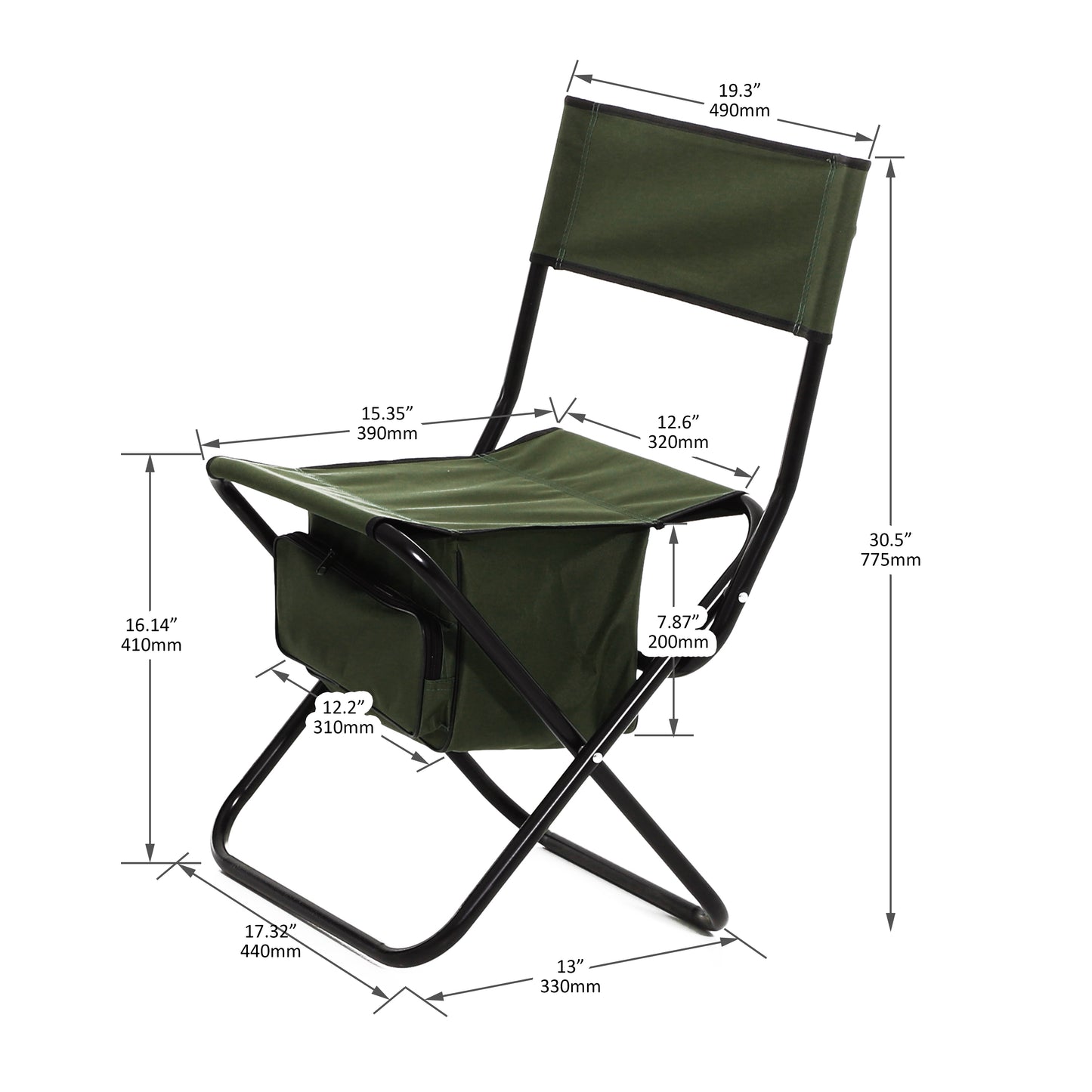 4 pcs Portable Outdoor Camping Fishing Picnic Chairs with Storage Bag- Green