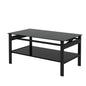2 Layers Modern Designed Lifting Top Tempered Glass Coffee Table- Black