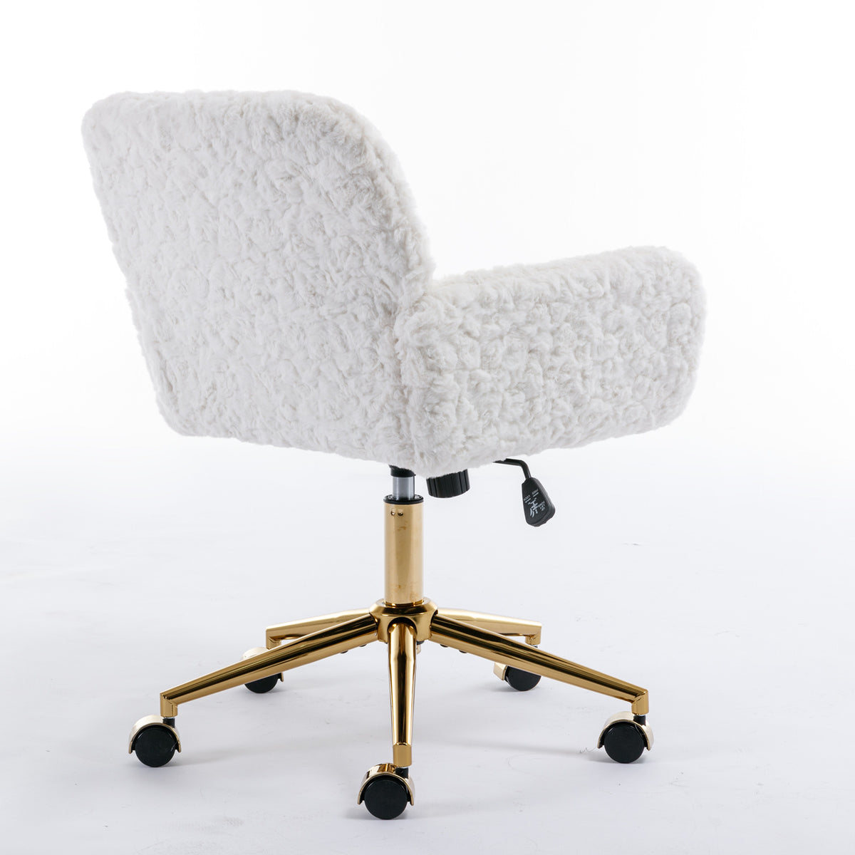 Modern Contemporary Height Adjustable Office Swivel Chair with Gold Legs- White