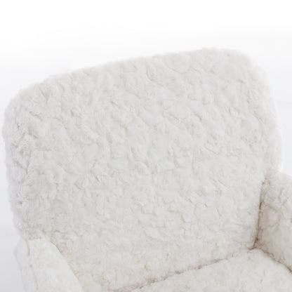 Modern Contemporary Height Adjustable Office Swivel Chair with Gold Legs- White