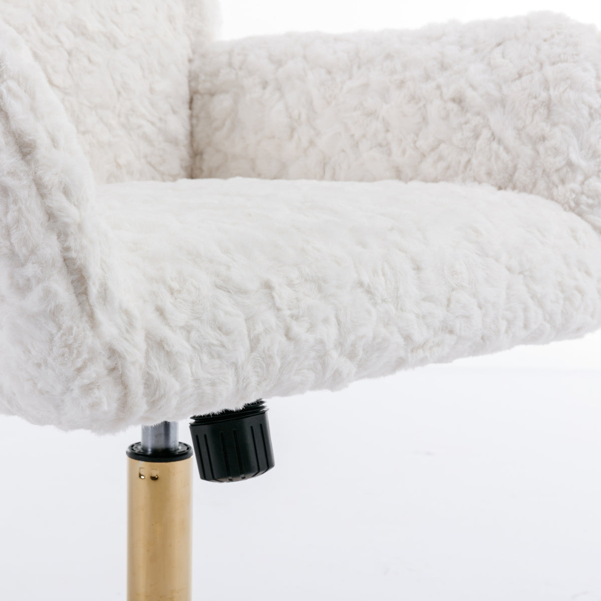 Modern Contemporary Height Adjustable Office Swivel Chair with Gold Legs- White