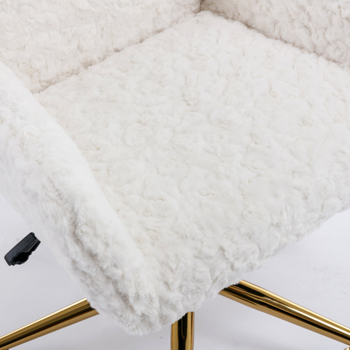 Modern Contemporary Height Adjustable Office Swivel Chair with Gold Legs- White