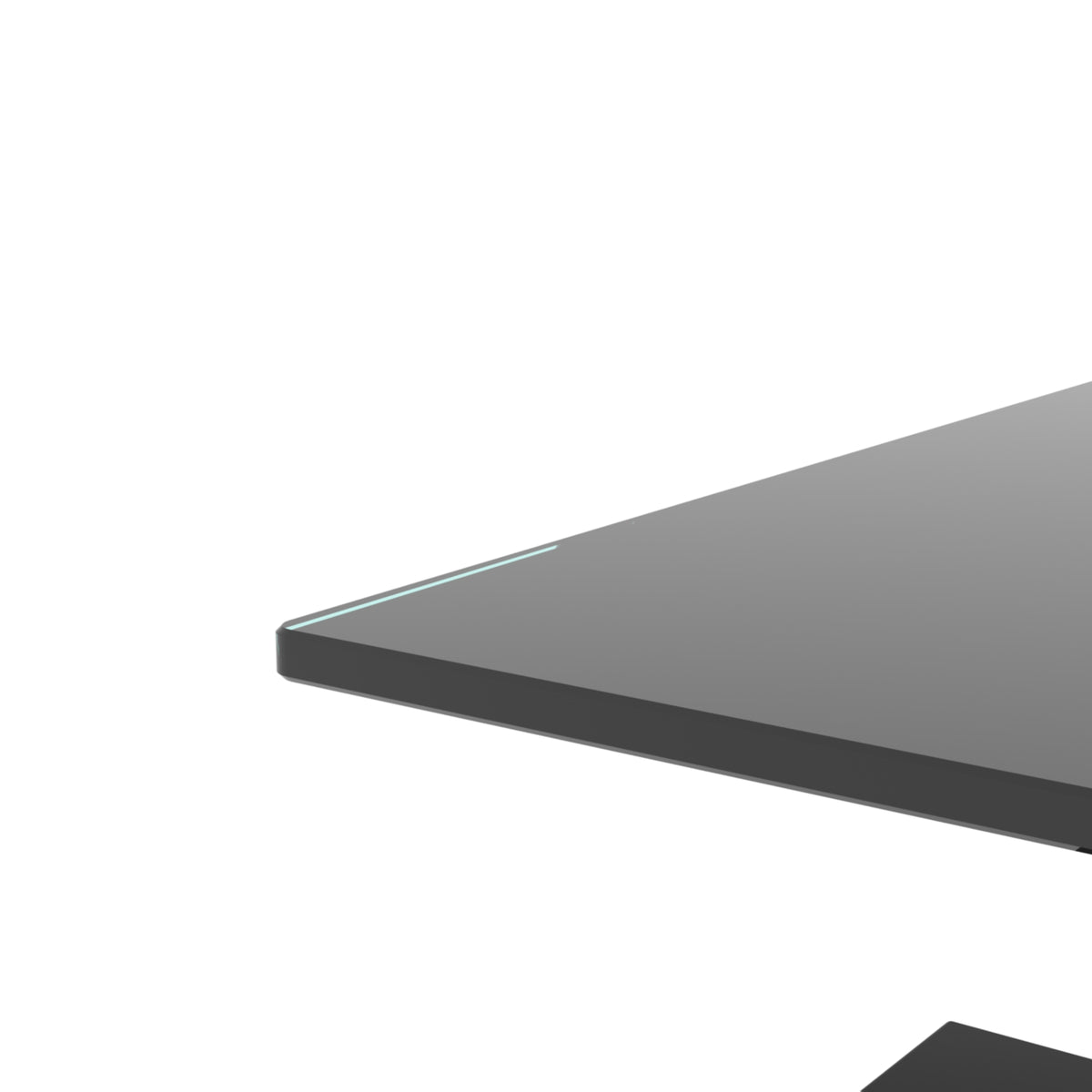 Rectangular Double Layer Tempered Glass Coffee Table with Metal Legs- Black Glass+Black