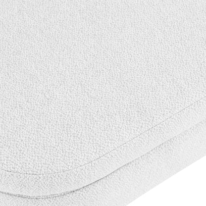 Oval Shaped Ottoman Linen Storage Bench with Wooden Legs- White