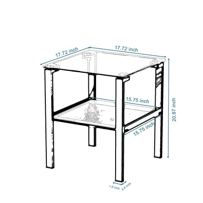 2pcs Two Layered Tempered Glass Small Bedroom Corner Home Tea Table- Transparent+Black