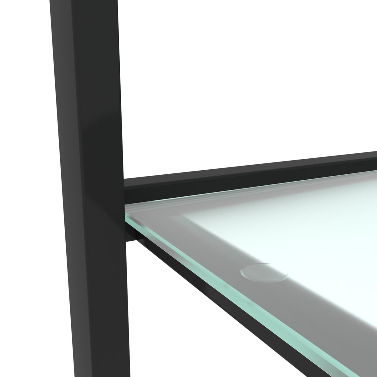 2pcs Two Layered Tempered Glass Small Bedroom Corner Home Tea Table- Transparent+Black