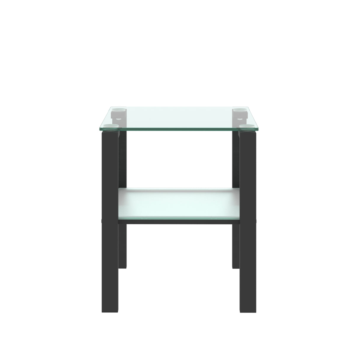 2pcs Two Layered Tempered Glass Small Bedroom Corner Home Tea Table- Transparent+Black