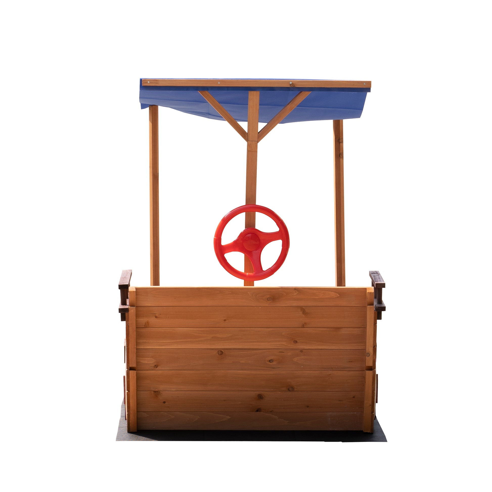 Wooden Sand Pit Sandbox Pirate Ship Sandboat Play Station with Canopy