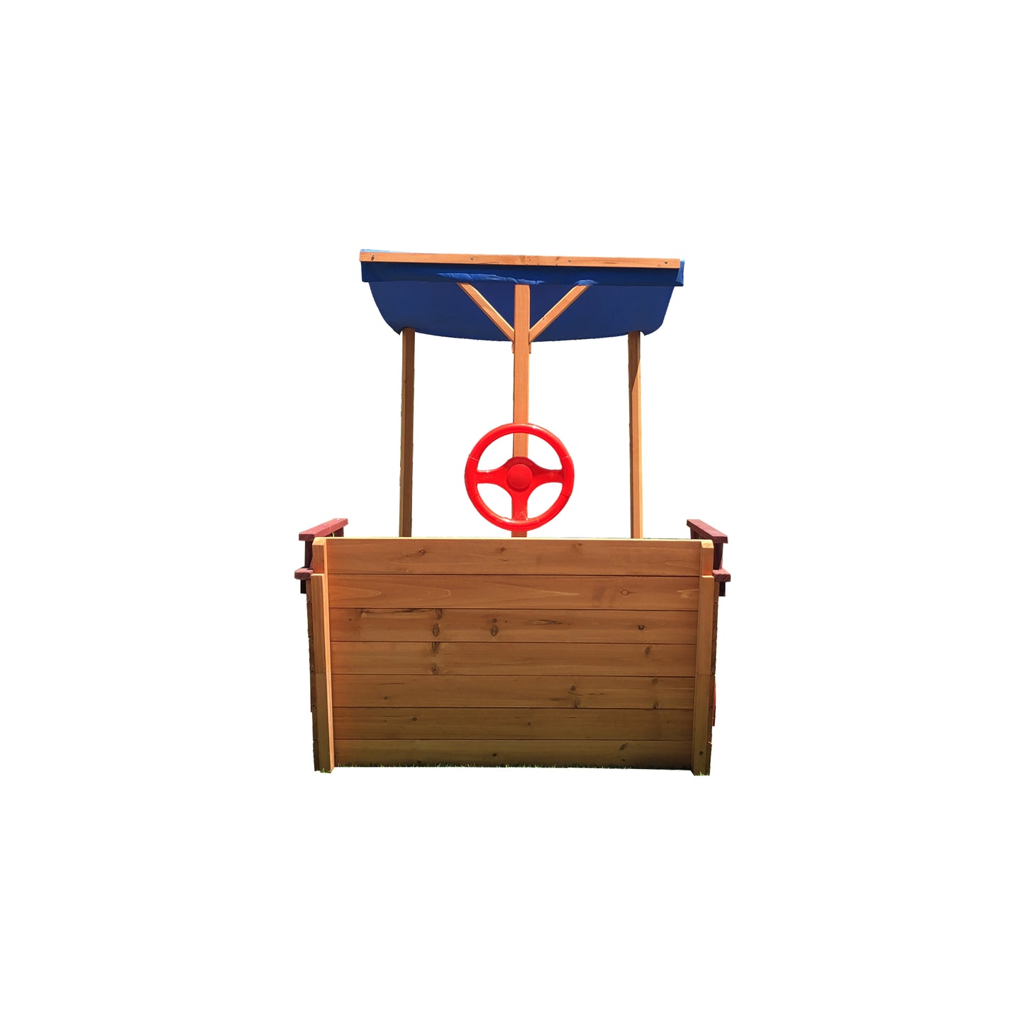 Wooden Sand Pit Sandbox Pirate Ship Sandboat Play Station with Canopy