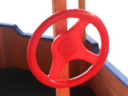 Wooden Sand Pit Sandbox Pirate Ship Sandboat Play Station with Canopy