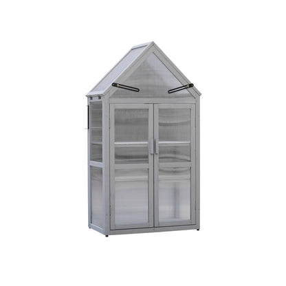Mini Greenhouse Kit Indoor and Outdoor Tiered Plant Display Stand- White