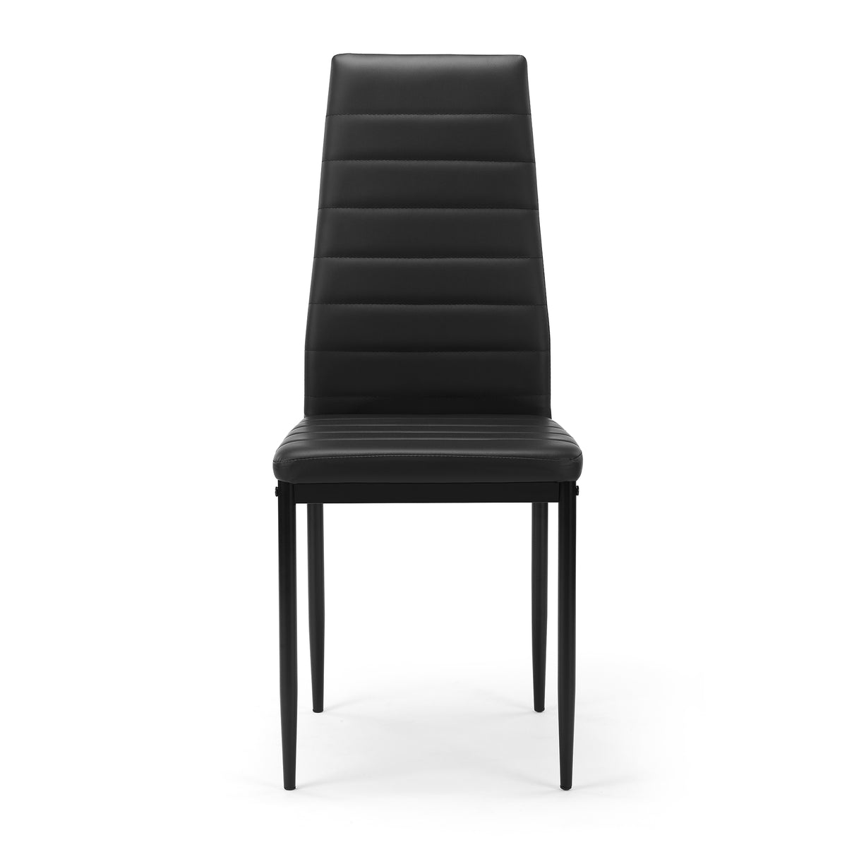 4 pcs Modern Vertical Design Dining Kitchen Chair PU Leather with Metal Legs- Black