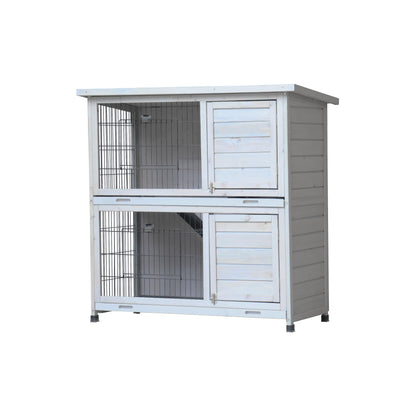 2 Story Rabbit Hutch Extensible Chicken Coop with No Leak Trays Large Running Space
