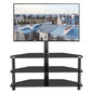 3-Tier Multi-functional TV Stand Height Adjustable Swivel Bracket - Black
