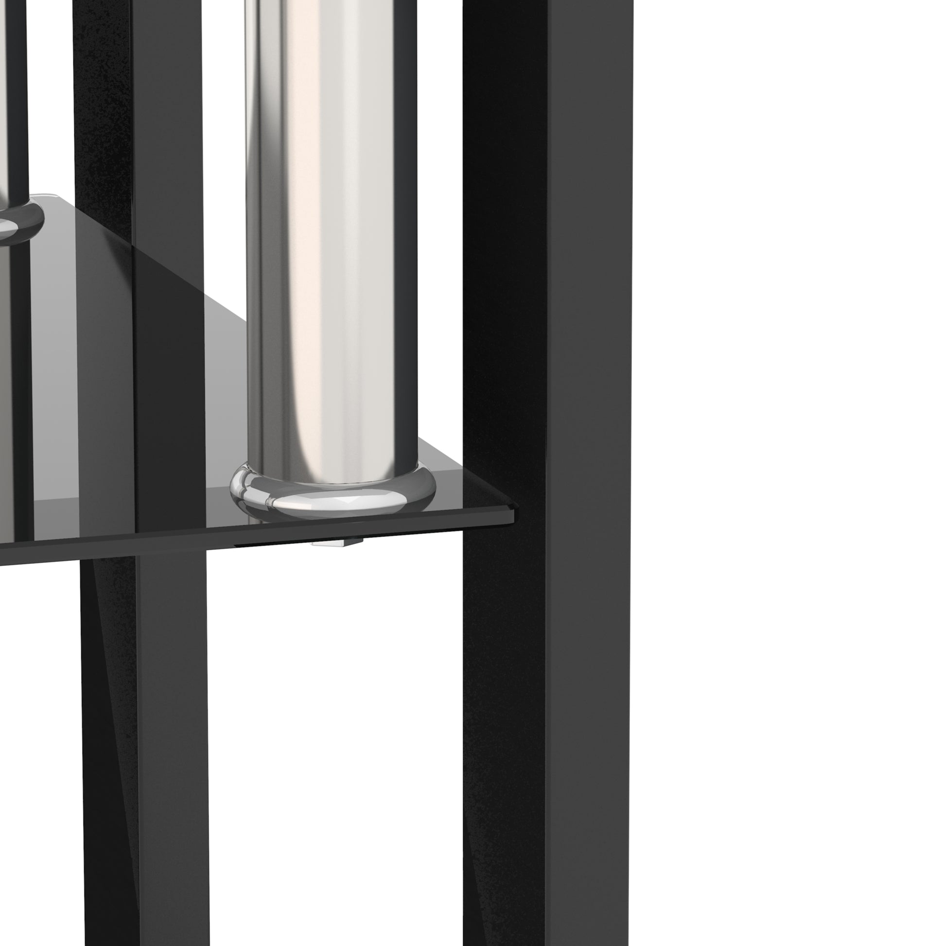 2 pcs Modern Design Coffee Table Tempered Glass End Table Night Stand- Black/Black