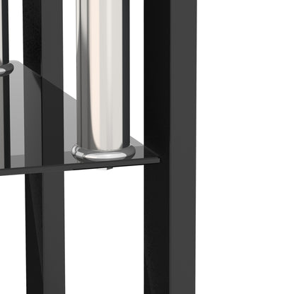 2 pcs Modern Design Coffee Table Tempered Glass End Table Night Stand- Black/Black