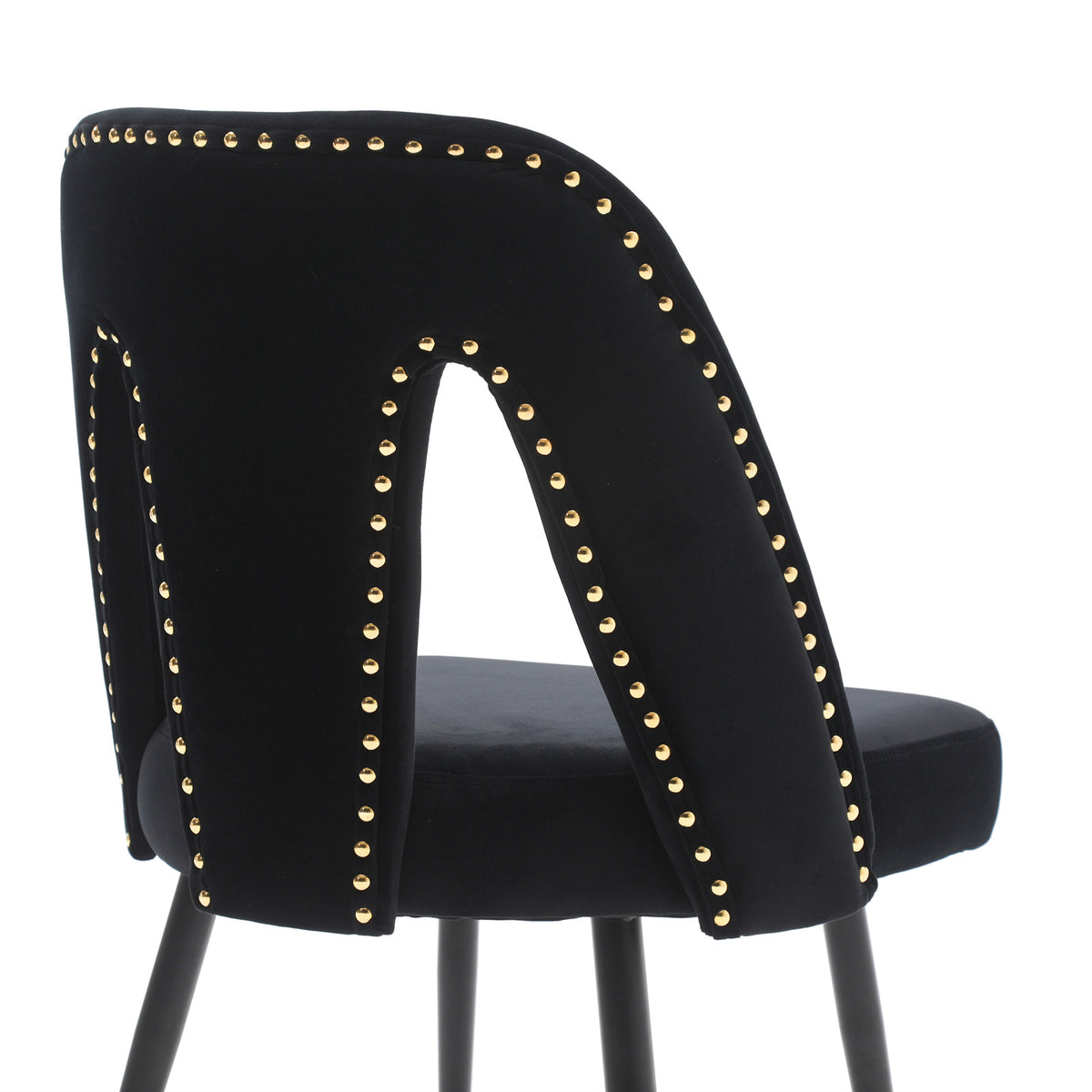 2 pcs Modern Contemporary Velvet Upholstered Dining Chair with Nailheads - Black