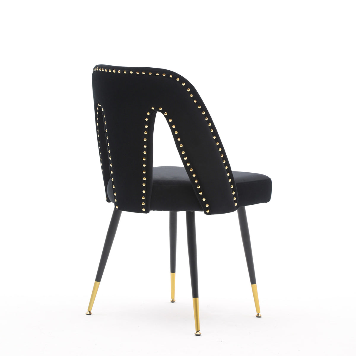 2 pcs Modern Contemporary Velvet Upholstered Dining Chair with Nailheads - Black