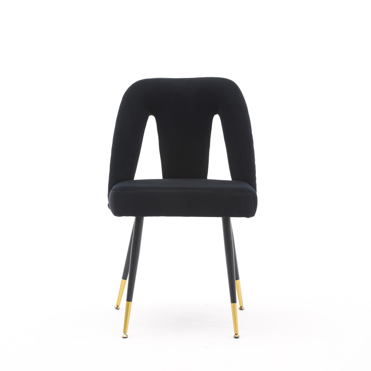 2 pcs Modern Contemporary Velvet Upholstered Dining Chair with Nailheads - Black