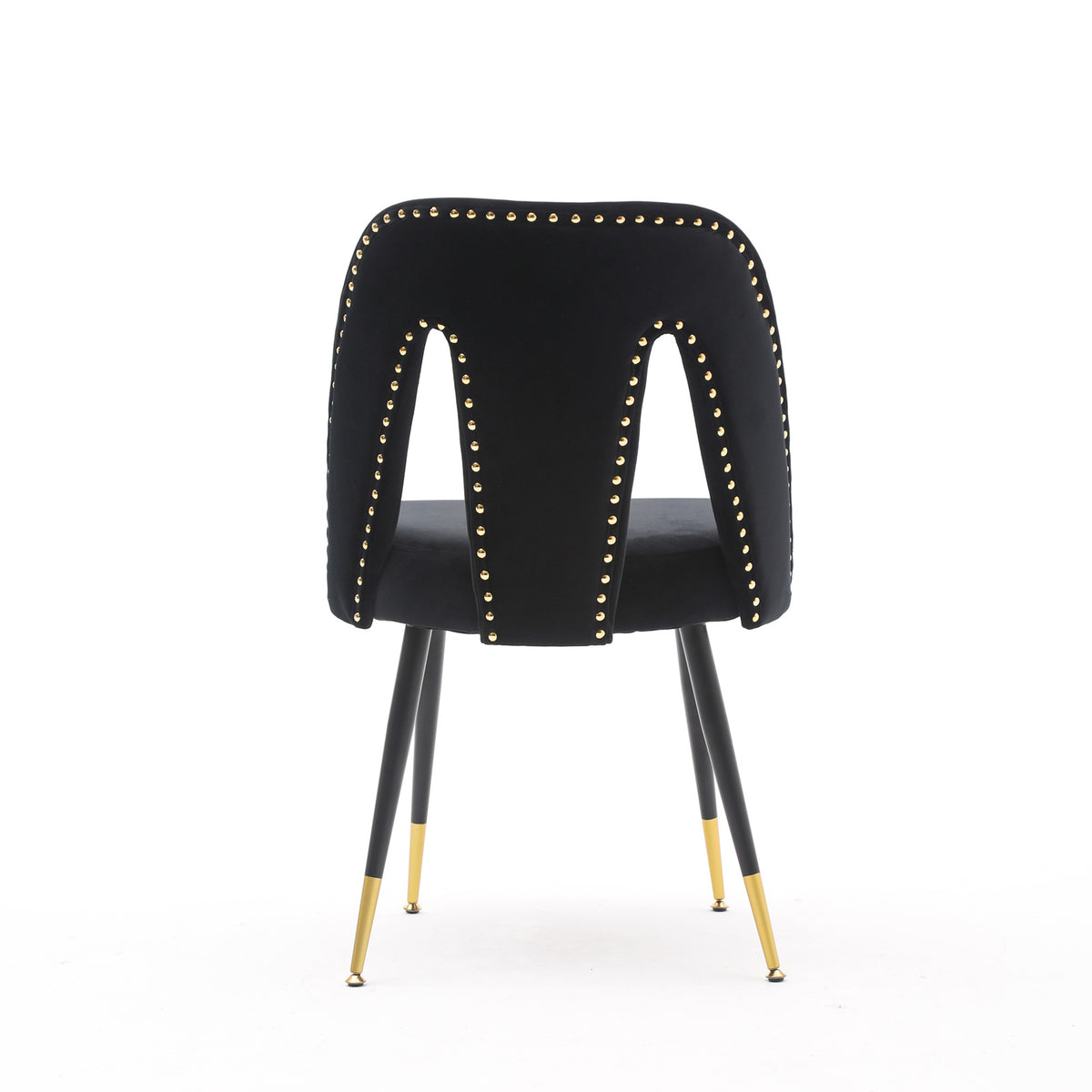 2 pcs Modern Contemporary Velvet Upholstered Dining Chair with Nailheads - Black