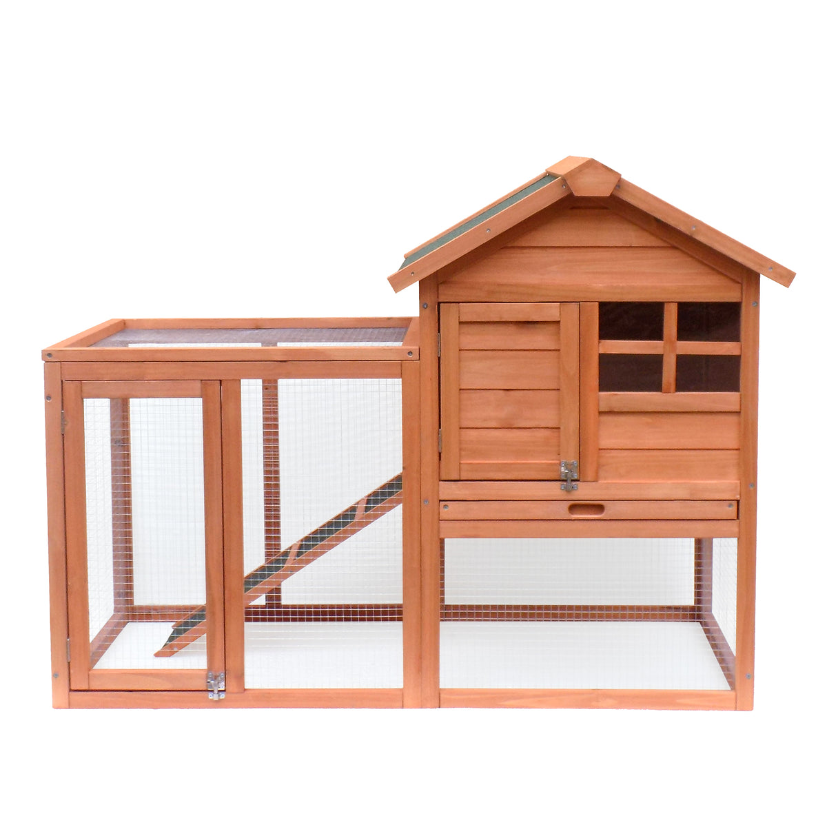 Easy Assembly Rabbit Hutch Indoor Cage Outdoor Chicken Coop- Light Brown