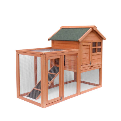Easy Assembly Rabbit Hutch Indoor Cage Outdoor Chicken Coop- Light Brown