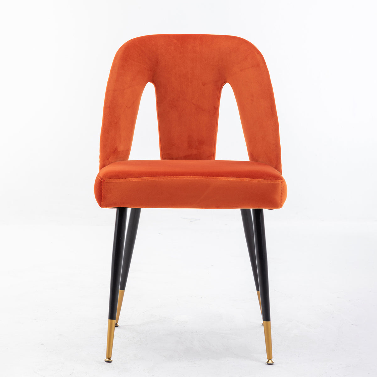 2 pcs Modern Contemporary Velvet Upholstered Dining Chair with Nailheads - Orange