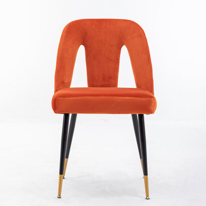2 pcs Modern Contemporary Velvet Upholstered Dining Chair with Nailheads - Orange