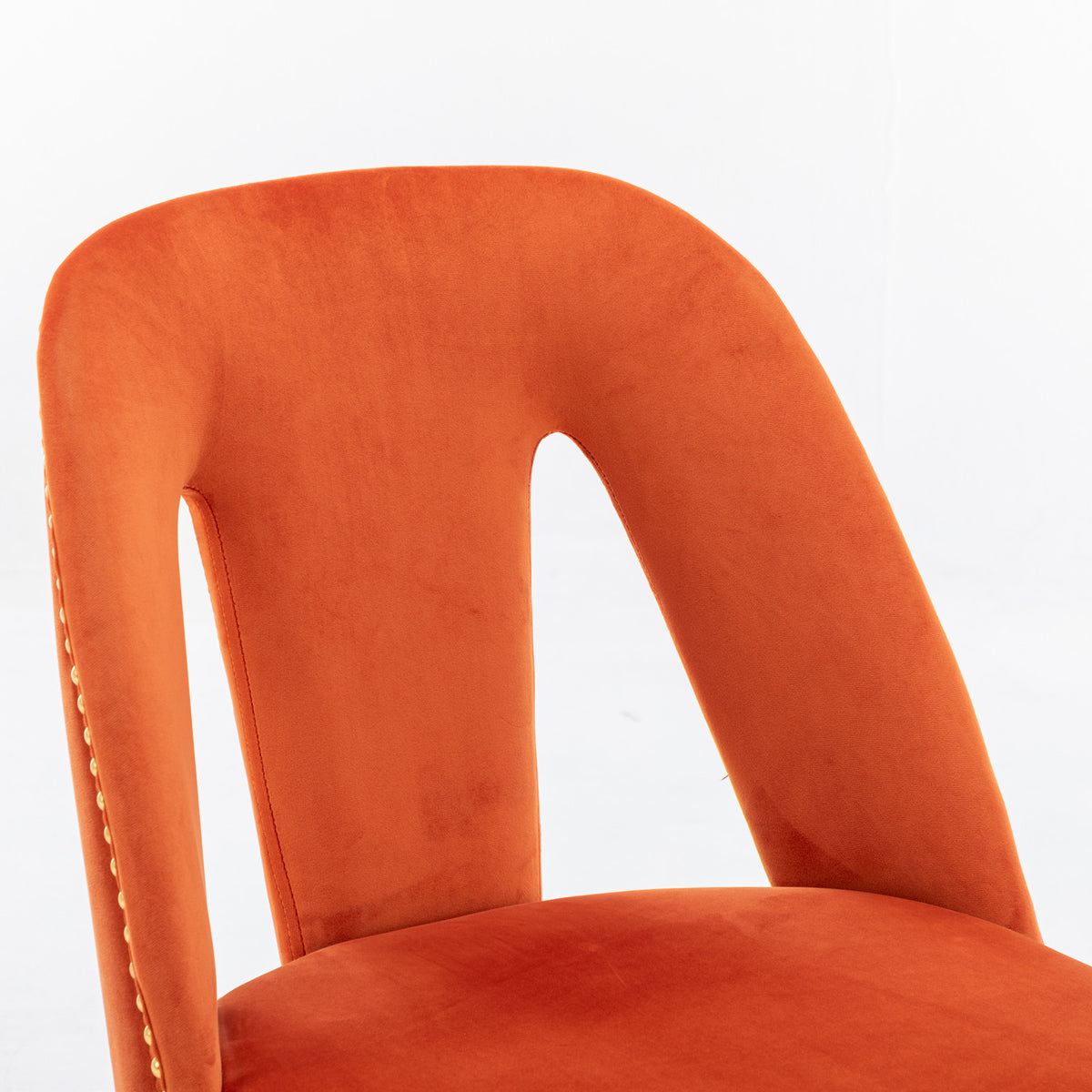 2 pcs Modern Contemporary Velvet Upholstered Dining Chair with Nailheads - Orange