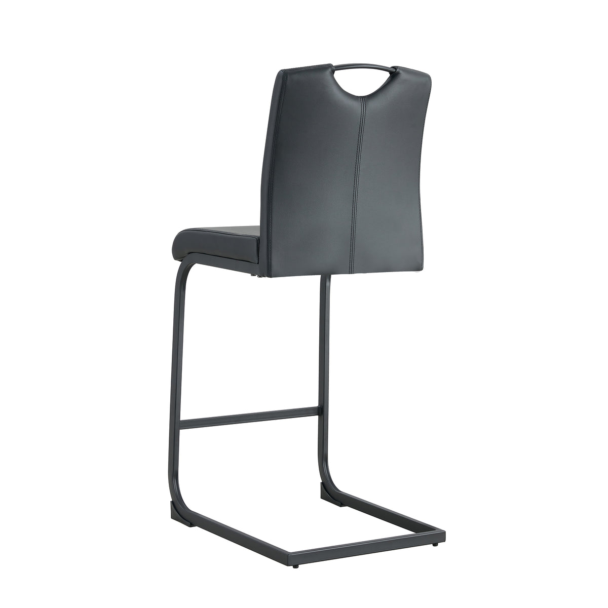 Set of 2 PU Faux Leather Upholstered High Bar Stool Chair with Back Rest- Black