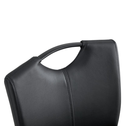 Set of 2 PU Faux Leather Upholstered High Bar Stool Chair with Back Rest- Black