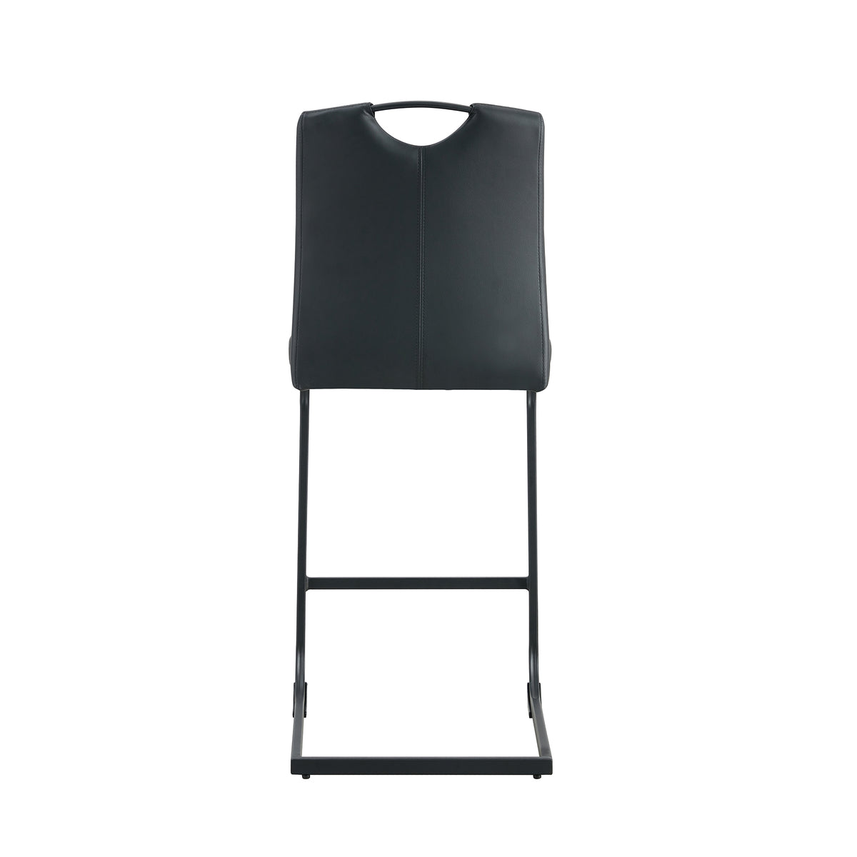 Set of 2 PU Faux Leather Upholstered High Bar Stool Chair with Back Rest- Black