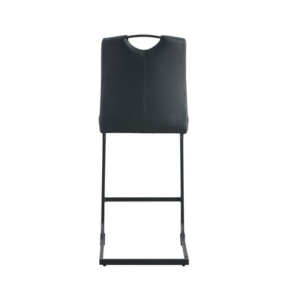 Set of 2 PU Faux Leather Upholstered High Bar Stool Chair with Back Rest- Black
